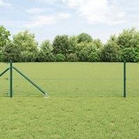 Welded Wire Fence with 13 Spike Posts Green 0.4x25 m Steel