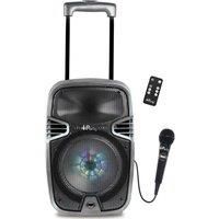 Lexibook iParty Bluetooth Karaoke Speaker, Trolley with Light Effects and mic Included, Rechargeable Battery, Black/Silver, K8250, no Colour, 8-Inch