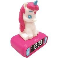 LEXIBOOK RL800UNI Night Light, Snooze Sound Effects, Childrens Clock, Luminous Unicorn, Pink Colour