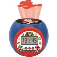 LEXIBOOK RL977NI Projector Clock Nintendo Mario Bross Luigi with Snooze Alarm Function, Night Light with Timer, LCD Screen, Battery Operated, Blue/Red
