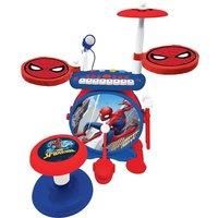 LEXIBOOK K610SP Spider-Man Electronic Set for Children, Musical Toy Game, Realistic Drum Sound, 8-Keys Keyboard, MP3 Plug, seat Included, Blue/red