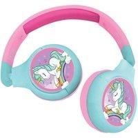 LEXIBOOK Unicorn 2-in-1 Bluetooth Headphones Stereo Wireless Wired, Kids Safe, Foldable, Adjustable, HPBT010UNI