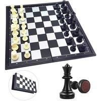 LEXIBOOK CGM320 Chessman Classic, Magnetic and Foldable Chess, 32 Pieces, Family Board Game, Black/Grey
