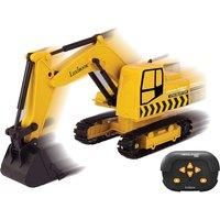 LEXIBOOK RCP30, Crosslander pro RC Excavator, remote controlled backhoe, automatic shovel, play mat, sand moulds, 2 trucks and a bridge in boxes included, rechargeable