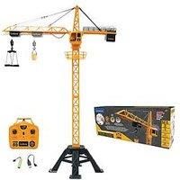 LEXIBOOK, Crosslander® Pro, RC Crane, Remote-controlled tower crane, Height 1.28 m/4.20 ft, Lifts up to 500g /1.10 lb, Multidirectional, Sound and light effects, Yellow, RCP35