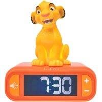 LEXIBOOK, Disney The Lion King, Simba Nightlight alarm clock, Sounds and Melodies, LCD Backlit screen, Luminous, Snooze, Yellow