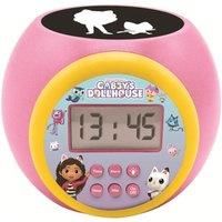 Lexibook, Gabby/'s Dollhouse, clock-projector with alarm and snooze function, nightlight with timer, LCD screen, battery-operated, Pink, One size