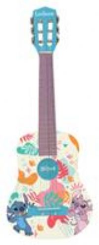 Lexibook, Disney Stitch, My first wooden acoustic guitar, 6 nylon strings, 78 cm (30"), Learning guide, pick and strap included, Blue, K2000D