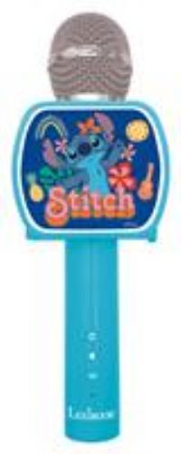 LEXIBOOK, Disney Stitch, Bluetooth® Microphone with voice change function, Built-in speaker, Phone holder included, Blue, MIC240D