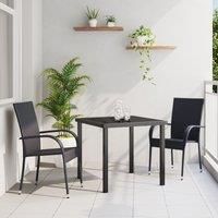 3 Piece Garden Dining Set Black Poly Rattan