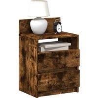 Bedside Cabinet with 2 Drawers Smoked Oak 40x33x60 cm