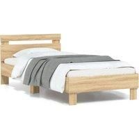 Bed Frame with Headboard and LED Lights Sonoma Oak 90x200 cm