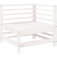 Garden Corner Sofa White Solid Wood Pine