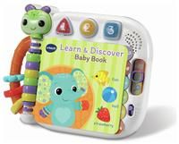 VTech Baby Learn & Discover Baby Book, Interactive Book with 3 Modes & 13 Wipe-Clean Pages, Melodies & Phrases, Teaches Animals, Colours & Shapes, Toy for Babies 6, 12, 24 months +, English version