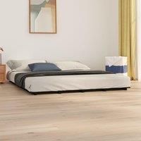 Bed Frame Black 200x200 cm Solid Wood Pine