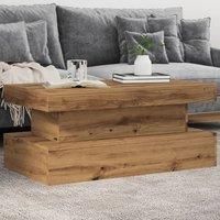 Coffee Table with LED Lights Artisian Oak 90x50x40 cm