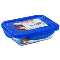 PYREX COOK & GO AIRTIGHT GLASS FOOD STORAGE CONTAINERS WITH BLUE PLASTIC LID