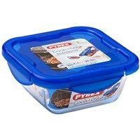 PYREX COOK & GO AIRTIGHT GLASS FOOD STORAGE CONTAINERS WITH BLUE PLASTIC LID