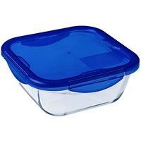 PYREX COOK & GO AIRTIGHT GLASS FOOD STORAGE CONTAINERS WITH BLUE PLASTIC LID