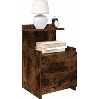 Bedside Cabinet with 2 Drawers Smoked Oak 40x36.5x62 cm