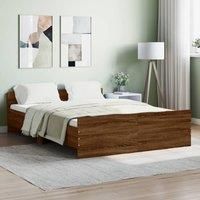 Bed Frame with Headboard and Footboard Brown Oak 140x190 cm