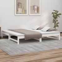 Pull-out Day Bed White 2x(90x200) cm Solid Wood Pine