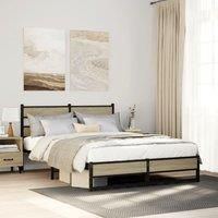 Metal Bed Frame without Mattress Sonoma Oak 140x200 cm