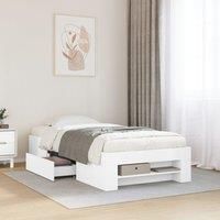 Bed Frame without Mattress White 75x190 cm Small Single Engineered Wood