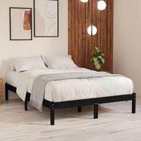 Bed Frame Black Solid Wood Pine 140x190 cm