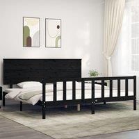 Bed Frame with Headboard Black 200x200 cm Solid Wood