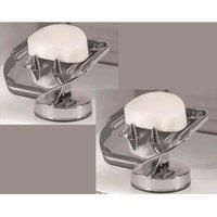 Ideaworks 2-pack Chrome Suction Cup Soap Saver Tray - Silver