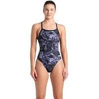 Arena Women'S Team Crackle Challenge Back Swimsuit - Black