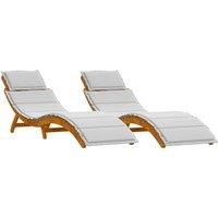 Sun Loungers with Cushions 2 pcs Light Grey Solid Wood Acacia