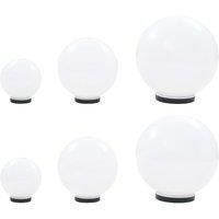 6 Piece LED Bowl Lamp Set Spherical 20/30/40 cm PMMA