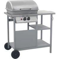 Gas BBQ Grill with 3-layer Side Table Black and Silver