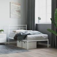 Metal Bed Frame with Headboard White 75x190 cm Small Single