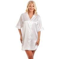 Lady Olga Women's British Made Satin Short Sleeved Nightshirt in Ivory | Size: 14-16