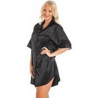Lady Olga Women's British Made Satin Short Sleeved Nightshirt in Black | Size: 22-24