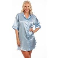 Lady Olga Women's British Made Satin Short Sleeved Nightshirt in Pale Blue | Size: 22-24