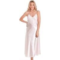 Lady Olga Women's English Made Long Nightdress with Deep Lace Detail in Pale Pink | Size: 18-20