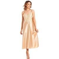 Lady Olga Women's English Made Long Nightdress with Deep Lace Detail in Gold | Size: 8-10