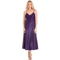 Lady Olga Women's English Made Long Nightdress with Deep Lace Detail in Purple | Size: 18-20