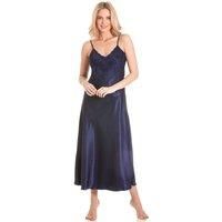 Lady Olga Women's English Made Long Nightdress with Deep Lace Detail in Navy | Size: 8-10