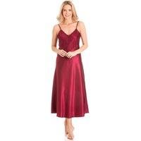 Lady Olga Women's English Made Long Nightdress with Deep Lace Detail in Burgundy | Size: 18-20