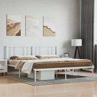 Metal Bed Frame with Headboard White 200x200 cm