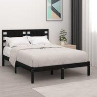 Bed Frame Black Solid Wood Pine 140x190 cm