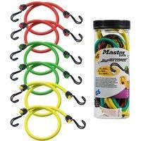 Master Lock 6-Pack Bungee Cords [2 x 60cm, 2 x 80cm And 2 x 100cm] - 3040Eurdat - For Camping, Loads on Bicycles, House Moving