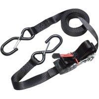 Master Lock 3066EURDAT Ratchet Tie Down Strap with S-Hooks, black, 4,25 m x 25 mm Strap, Pack of 2