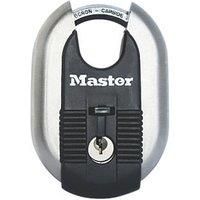 MASTER LOCK Heavy Duty Disc Padlock [Key] [Stainless Steel Titanium Reinforced] [Outdoor] M187EURD - Best Used for Storage Units, Sheds, Garages, Trailers and More