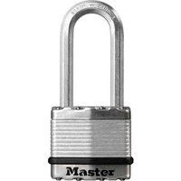 MASTER LOCK Heavy Duty Padlock [Key] [Laminated Steel] [Long Shackle] [Weatherproof] M1EURDLH - Best Used for Storage Units, Sheds, Garages, Fences